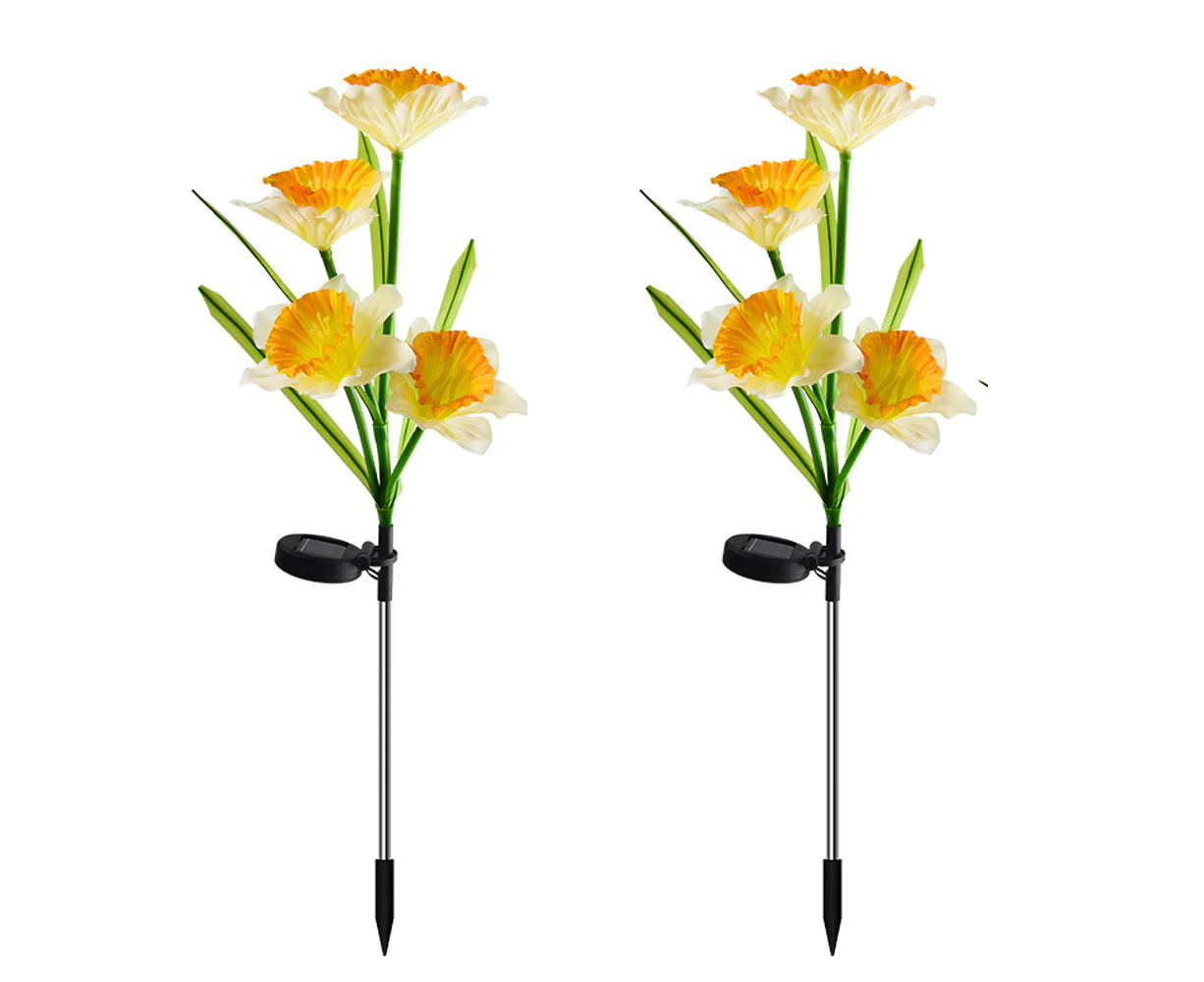 2 Pack Solar Daffodil Lights Decorative Path Lights for Backyard Path Walkway Lawn