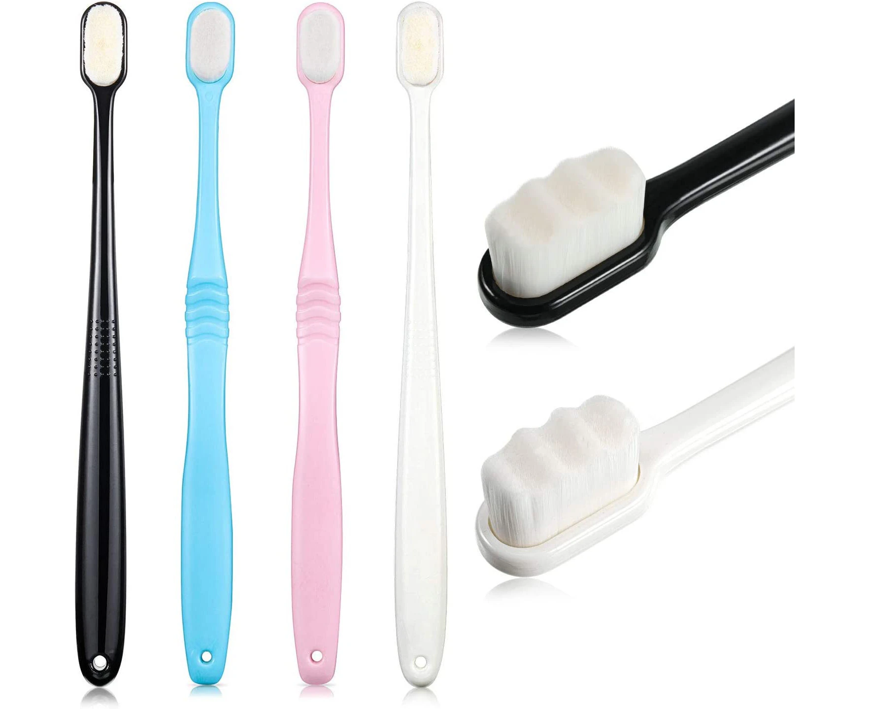 4Pcs Soft Toothbrush Micro Nano Toothbrush Extra Soft Bristles Manual Toothbrush With 10,000 Bristle For Fragile Gums