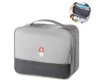 Zippered First Aid Bag Medication Organizer Emergency Empty Pouch - Grey