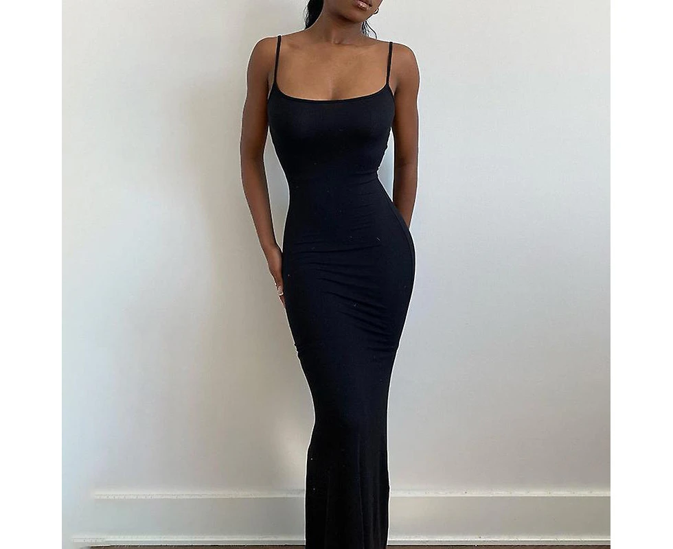 Women's Casual Lounge Slip Long Dress Sleeveless Backless Sexy Bodycon Maxi Dresses 2022 Slim Elegant  Dress - XS