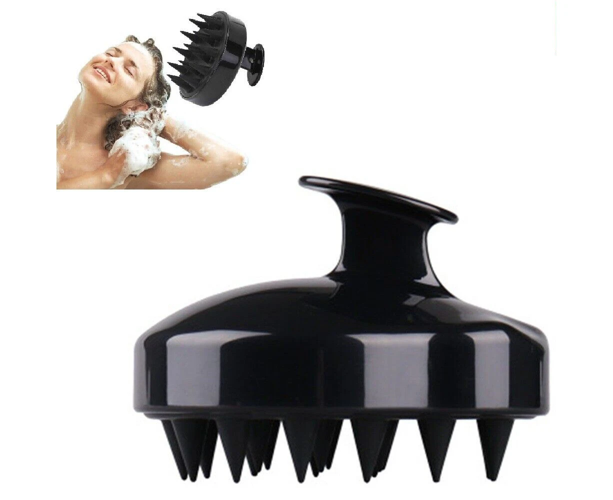 Silicone Hair Scalp Massager Shampoo Brush Shower Comb Exfoliate Remove Dandruff Black