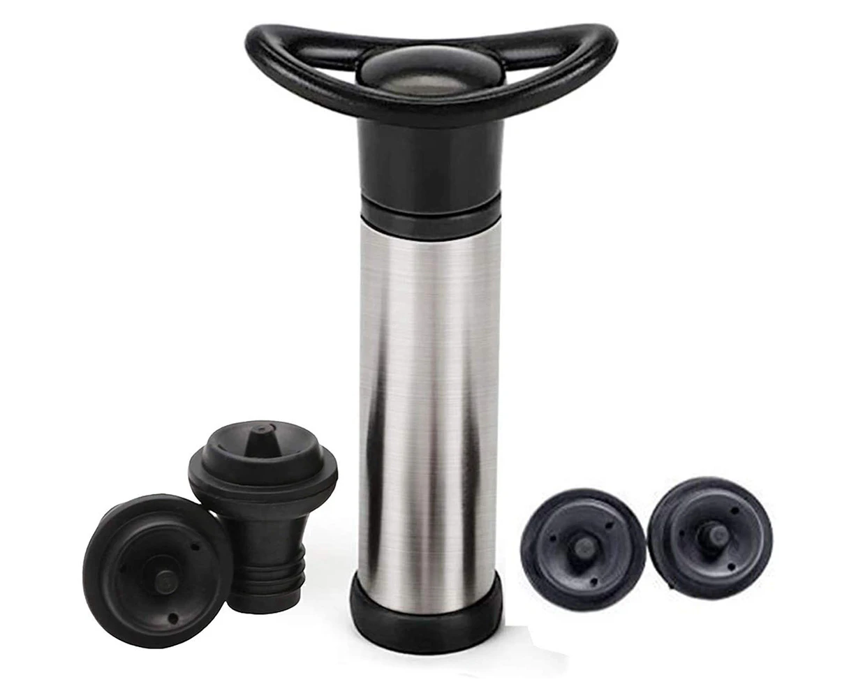 Wine Saver Pump with 4 Vacuum Bottle Caps Made of Stainless Steel Wine