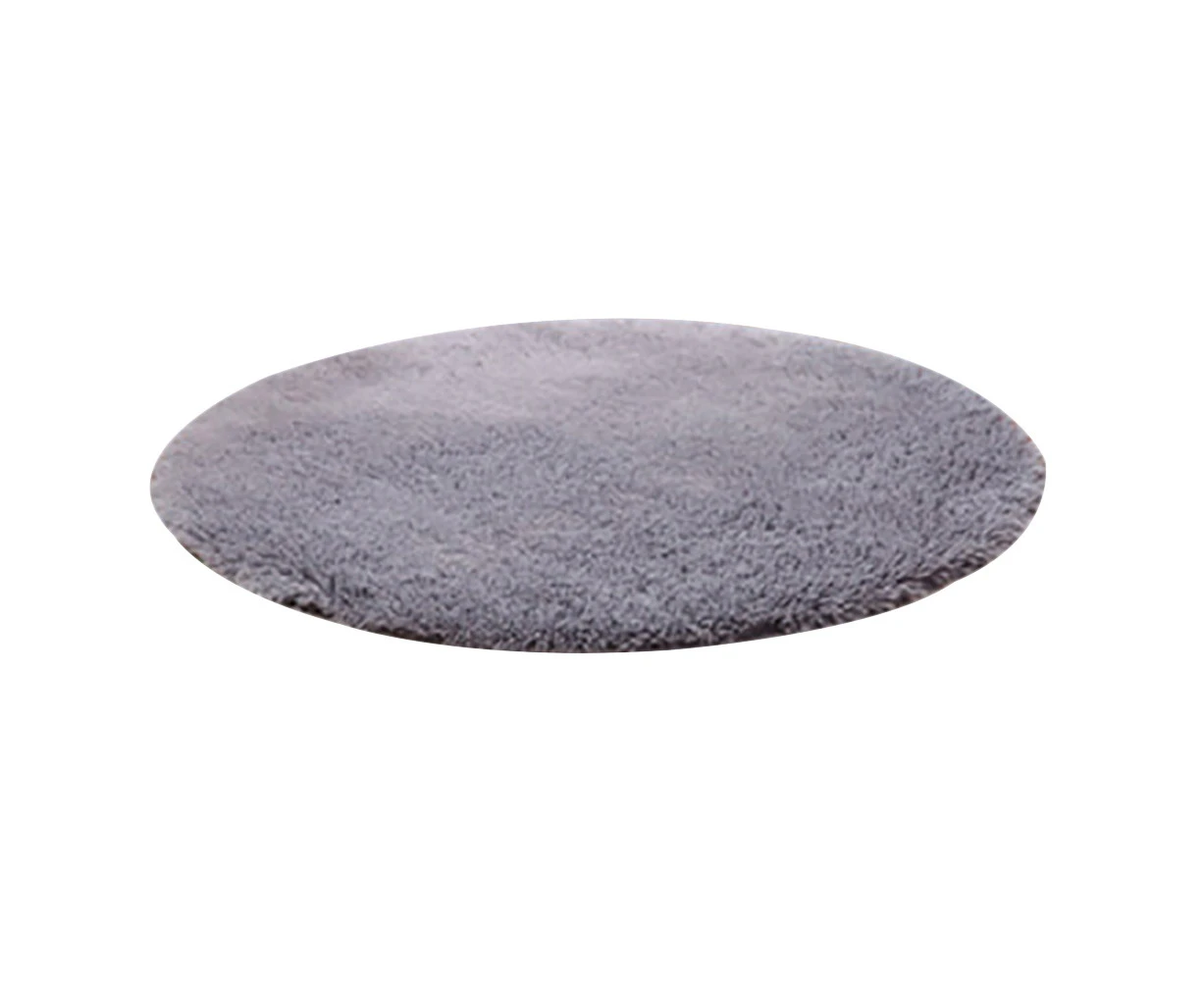 120cm Round Fluffy Soft Rug Anti-Slip Floor Mat Carpet Cushion Bedroom Decor-Silver Grey