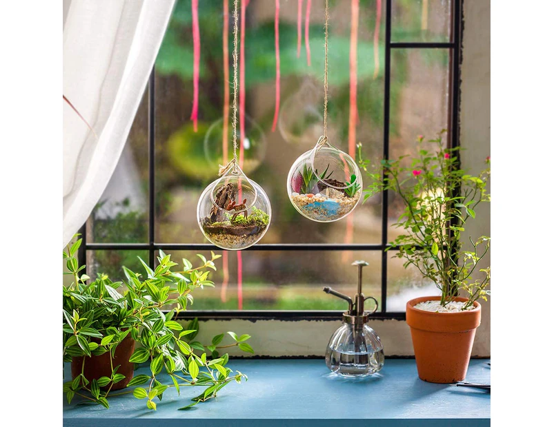 Hanging Glass Terrarium 4 Pieces Large Opening Vase Plant Balls 10cm Flower Vase Pot Glass Balls Home Wedding Garden DIY Design