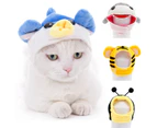 Kitten Cartoon Animal Shaped Soft Cute Cat Headgear Dog Cross Tied Wear Pet Hat-Bee L