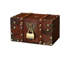 Treasure Chest Covered Design Space-saving Dustproof Wooden Sundries Organizer for Living Room-S