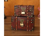 Treasure Chest Covered Design Space-saving Dustproof Wooden Sundries Organizer for Living Room-S