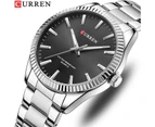 CURREN Men's Watches Top Luxury Brand Quartz Stainless Steel Wristwatches Simple Style Luminous Hands Clock for Male