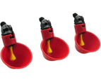 Automatic Chicken / Poultry Waterer / Drinker with Watering Cups Red Plastic Bowls Backyard Chicken Flock Duck Bird Feeder Pack of 6