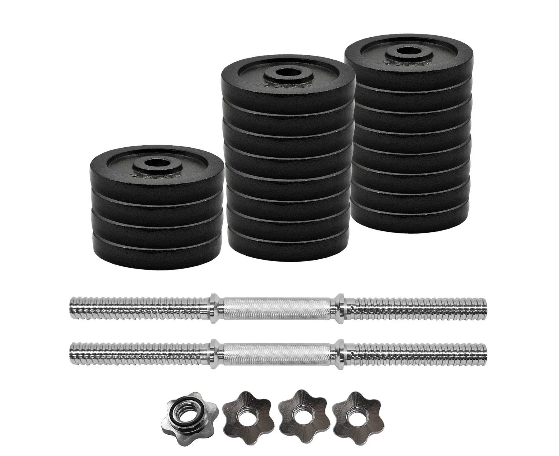 45kg Dumbell Weight Set - 45cm 28mm Diameter Dumbell Bar - 40kg Cast Iron Plates