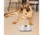 Stainless Steel Metal Dog Bowls | Nonslip Rubber Bottom Design | Ideal Food Water Bowls Set for Dog - Grey
