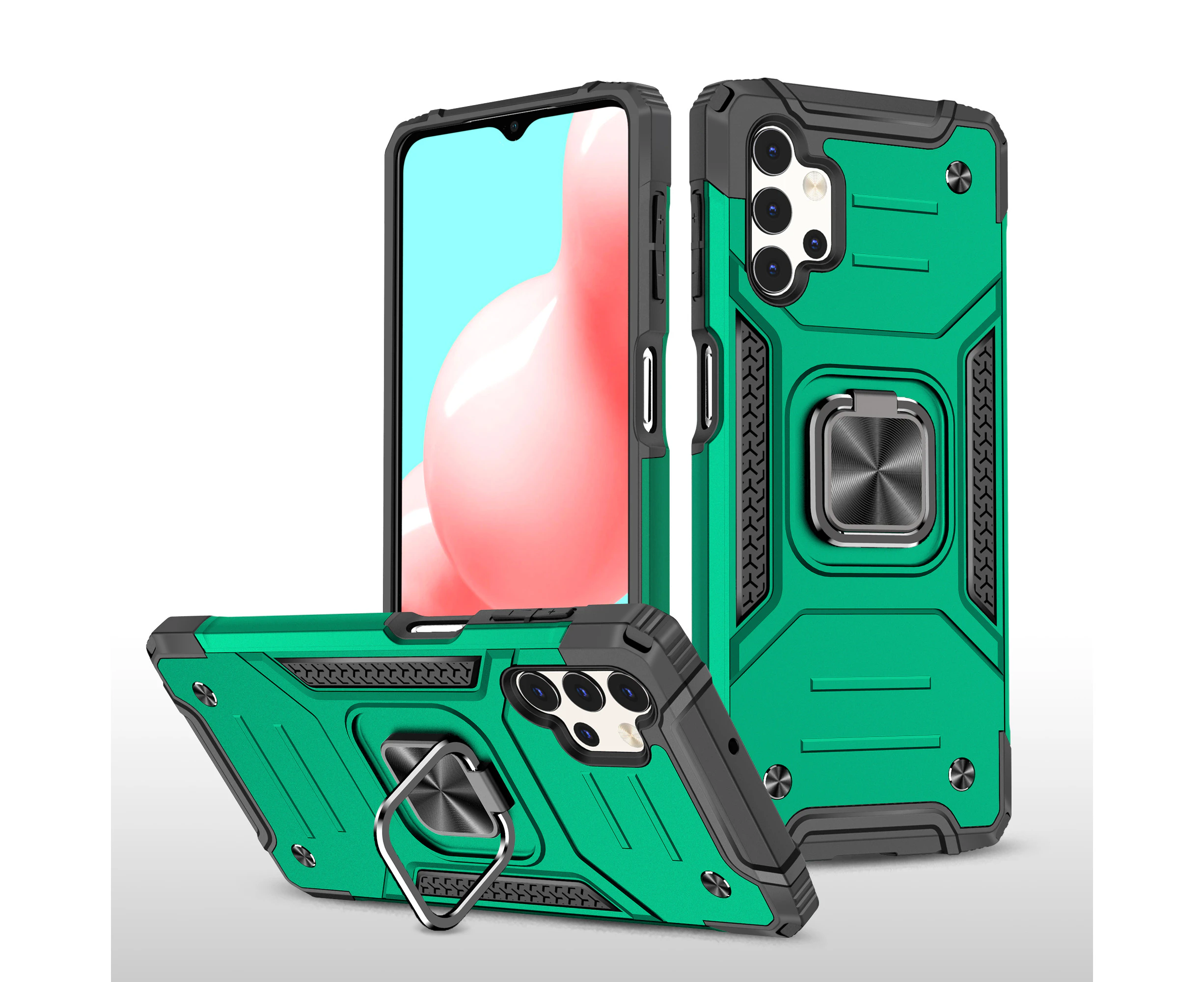 For Samsung Galaxy A32 5G(ONLY-Not For 4G Version) Case with Magnetic Ring Holder - Dark Green