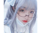 Cosplay Glasses Lens Free Rust-proof Alloy Fashionable Half Frame Cosplay Glasses Decoration Bar Accessories-Black