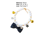 Pet Collar Faux Pearls Adjustable Resin Pet Cats Dog Necklace Loop with Bell Pet Supplies-L