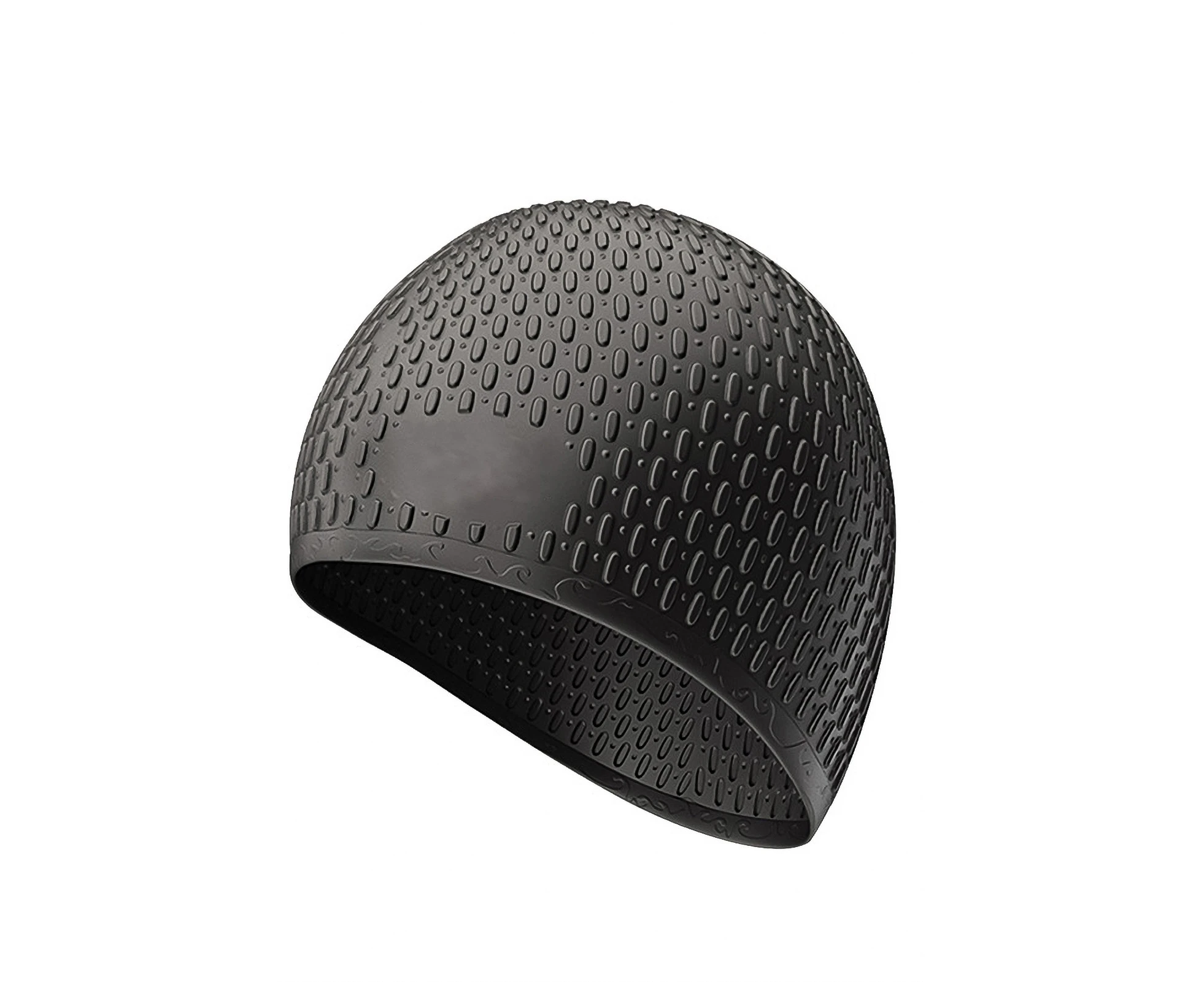 Swimming Cap Unisex Waterproof Silicone Large Ergonomic Swimming Hat for Adults Long Hair-Black