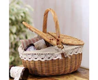 Handwoven Rattan Outdoor Picnic Camping Storage Basket Shopping Holder with Lid