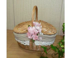 Handwoven Rattan Outdoor Picnic Camping Storage Basket Shopping Holder with Lid