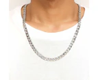 Men Chains Necklace Cuban Chain Mens Silver Curb Chain Necklaces Sturdy Cuban Link Chain Necklace Stainless Steel Boys 6/9Mm Width,18/20/22/24 Inches,Width