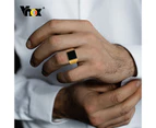 Vnox Retro Signet Ring for Men, Gold Color Stainless Steel Round Square Top Ring, Punk Rock Hiphop Jewelry （ size:10 )