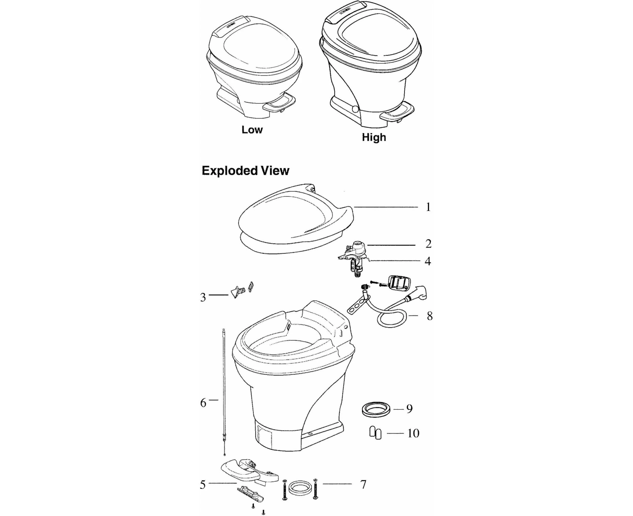 Thetford 31703 Seat and Cover Assembly for Aqua-Magic V Toilets, White