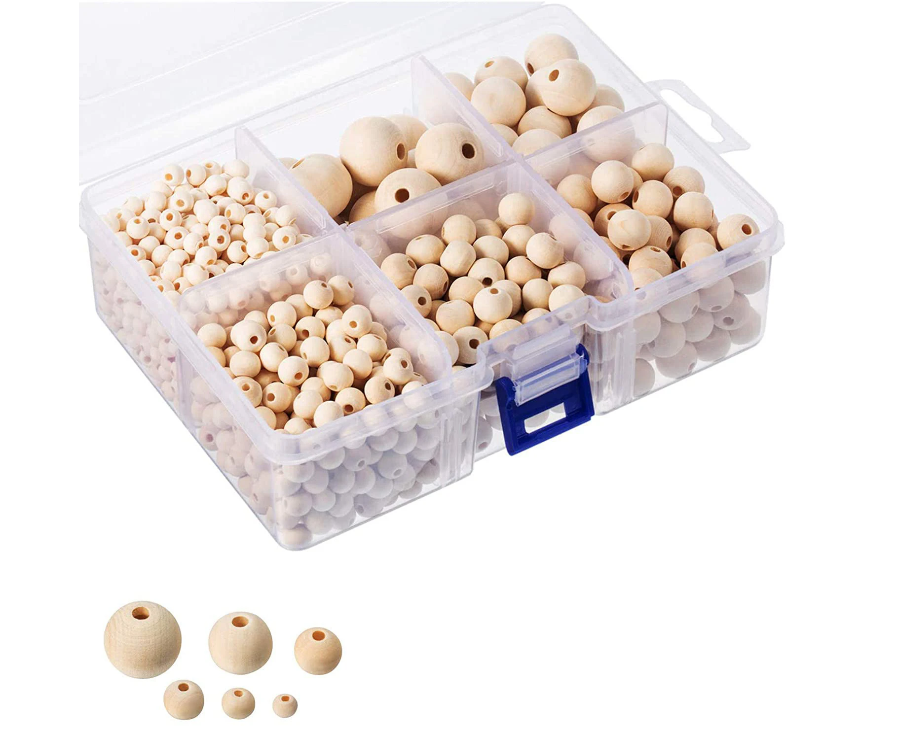 1105pcs Wooden Beads for Threading Natural Wooden Balls with Hole for DIY Crafts DIY Jewelry Bracelet Garland