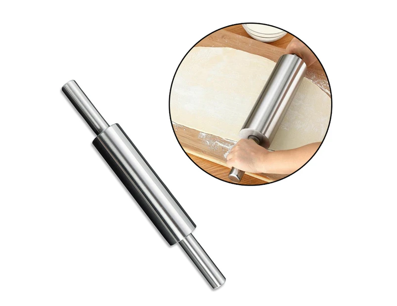 Stainless Steel Rolling Pin Non-Stick Pastry Dough Roller Bake Pizza Noodles Cookie Pie Making Baking Tools Kitchen Accessories,Rolling Pin Length: Xl