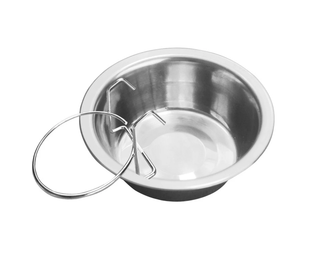 Metal Dog Pet Bowl Cage Crate Non Slip Hanging Food Dish Water Feeder with Hook