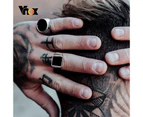 Vnox Retro Signet Ring for Men, Gold Color Stainless Steel Round Square Top Ring, Punk Rock Hiphop Jewelry （ size:6 )