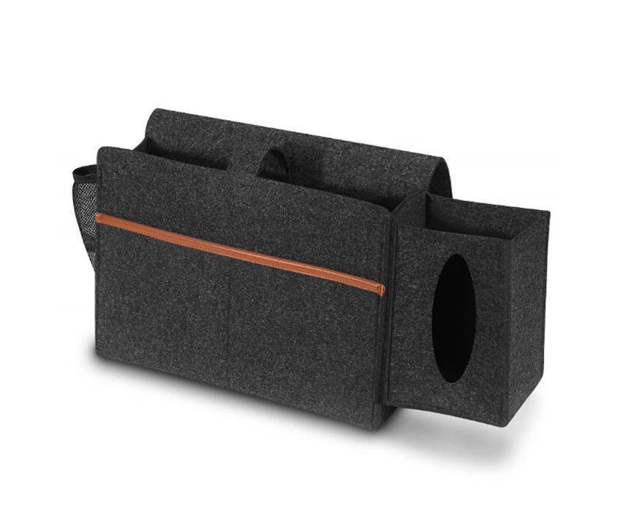 Bedside Organizer, Bed Storage Caddy, Felt Storage Bag Attach Removeable Tissue Box