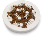 Dhrs Slow Feeder Cat Bowl,Cat Puzzle Feeder Ceramic Dish with Fish Bone Design,Fun Interactive