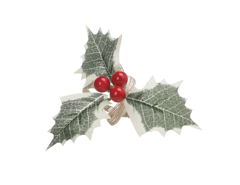 Napkin Button Xmas Element Simulation Leaves Christmas Tree Pine Cone Serviette Buckle Home Decor for Restaurant - Red