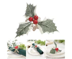 Napkin Button Xmas Element Simulation Leaves Christmas Tree Pine Cone Serviette Buckle Home Decor for Restaurant - Red