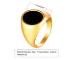 Vnox Retro Signet Ring for Men, Gold Color Stainless Steel Round Square Top Ring, Punk Rock Hiphop Jewelry （ size:11 )