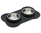 Dog Bowls Stainless Steel Water and Food Feeder with Non Spill Skid Resistant Silicone Mat for Pets Puppy Small Medium Dogs