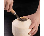 Coconut Meat Removal Tool Stainless Steel Coconut Meat Scraper with Durable Wooden Handle Multi-Purpose Fruit Knife Tool