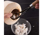 Coconut Meat Removal Tool Stainless Steel Coconut Meat Scraper with Durable Wooden Handle Multi-Purpose Fruit Knife Tool