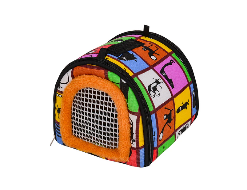 Small Animal Carrier with Detachable Strap Zipper Closure Hamster Guinea Pig Travel Carrier Bag - F