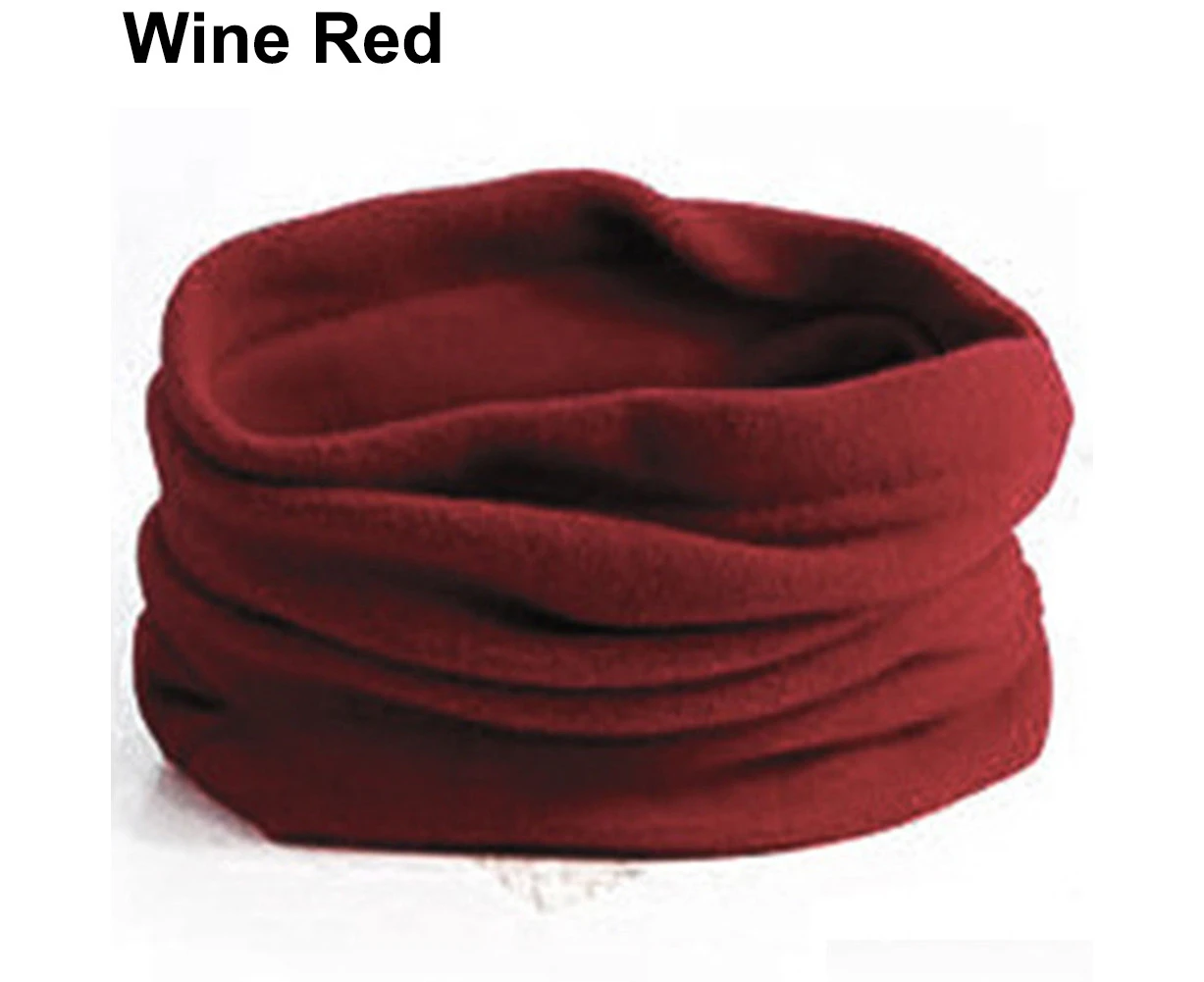 Polar Fleece Thermal Neck Warmer Winter Sports Gaiter Face Mask Snood Hat Scarf-Wine Red Polar Fleece