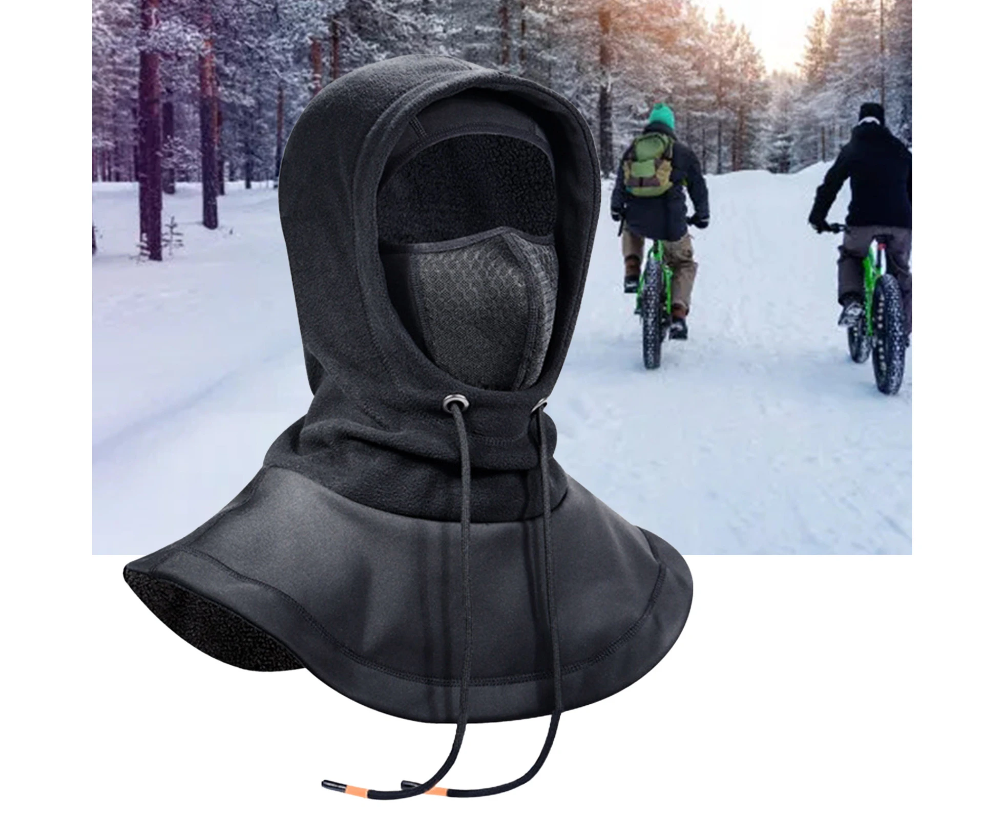 Unisex Riding Face Cover Dust Proof Double Layers Reflective Design Headgear Neck Gaiter for Outdoor-Black