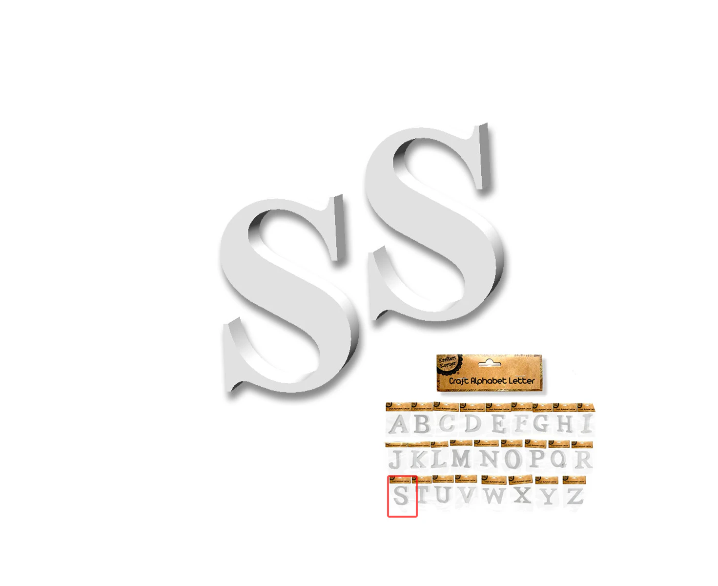 [2PK] Krafters Korner Craft Alphabet Letter S, White MDF Letters, Sturdy Material, Allow You To Spell Words, Perfect For Decorating In Your Preferred Style