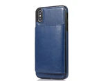 P06 Blue Wallet Crazy Horse Print phone Case for IPhone14 Pro 6.1 inch