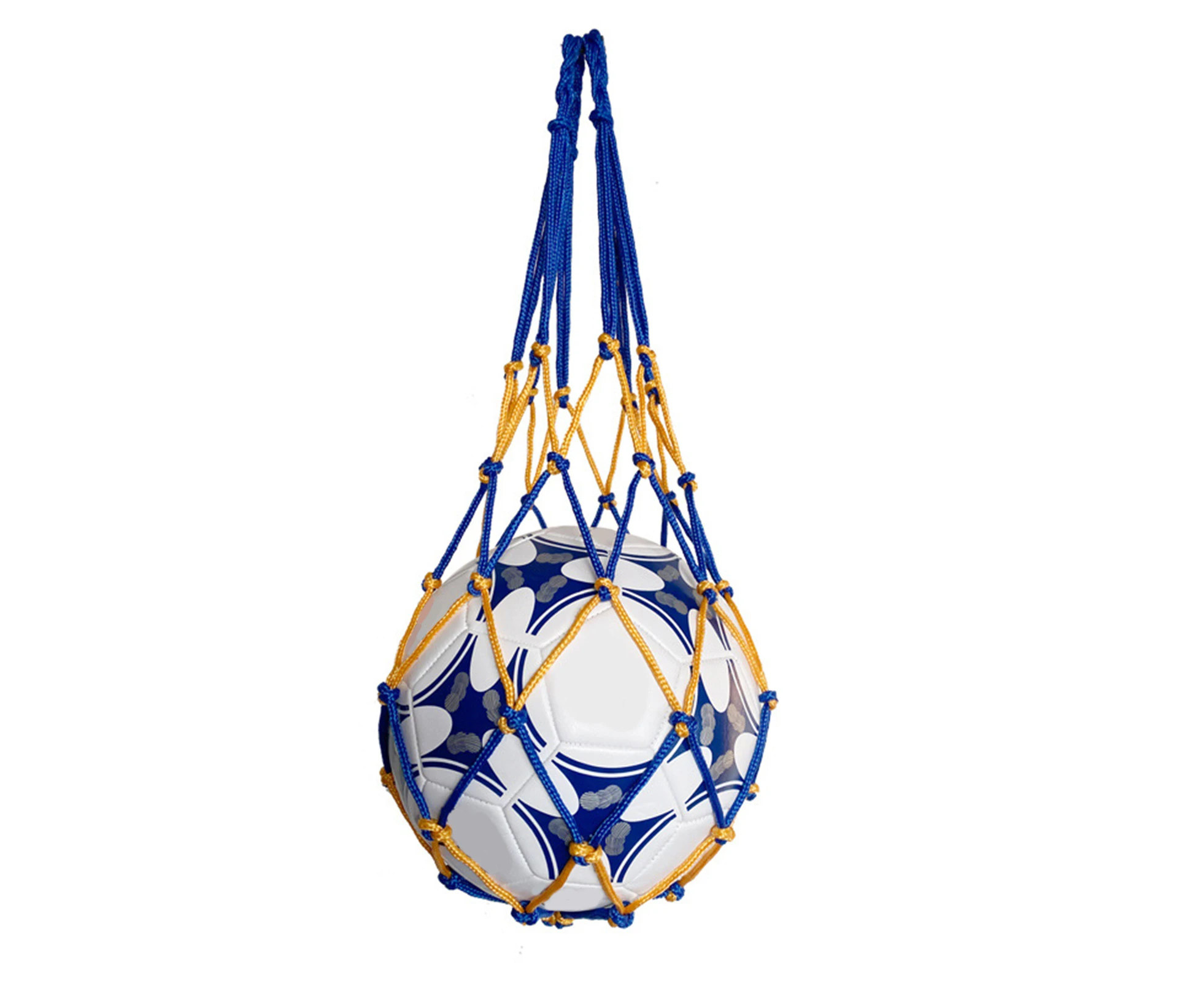 Net Bag Weaving Equipment Multi-colors Single Ball Mesh Bag for Gym-Blue & Yellow