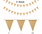 Banner pennant chain fabric linen cloth, hemp rope triangle decoration flags set 13 * 17cm for birthday party wedding