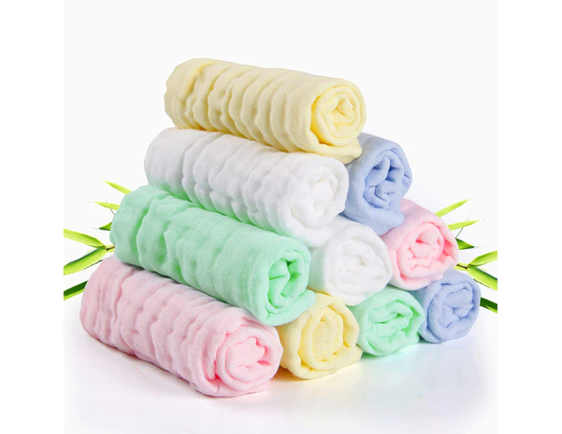 Baby Washcloths,Baby Muslin Washcloths,For Babies' Sensitive Skin,10-Piece Organic Natural Cotton Bath Towel,Soft Baby Face Towels,30 X 30 Cm