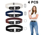 4 Pieces Buckle Free Adjustable Belt, No Buckle Invisible Elastic Belt for Jeans All-match Elastic Belt Without Buckle Without Perforation For Men And Wome