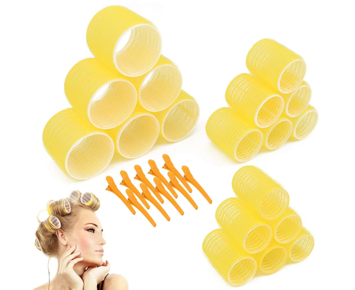 Jumbo Size Hair Roller Sets, Self Grip, Salon Hair Dressing Curlers, Hair Curlers, 3Cm, 6 Packs, Yellow