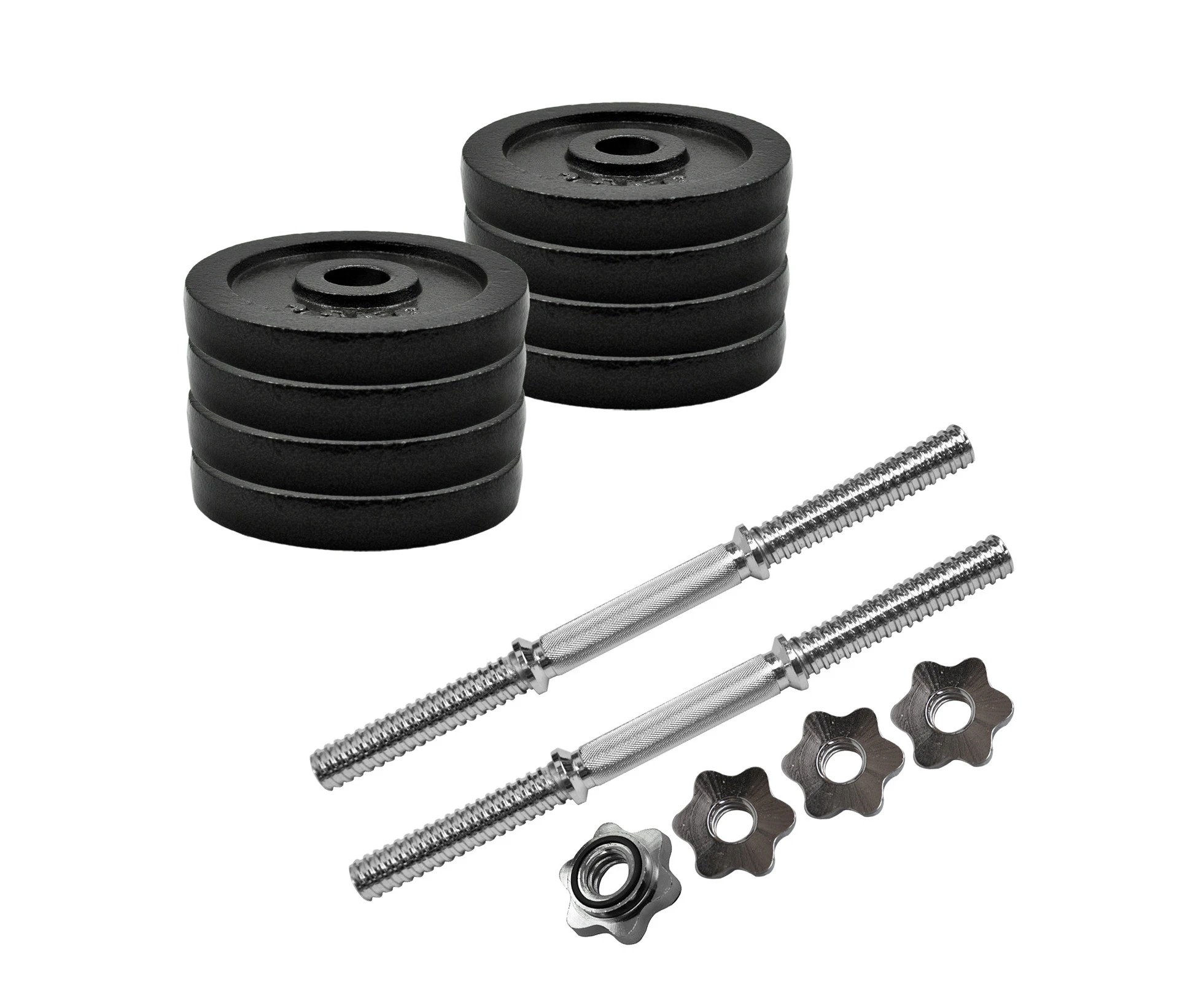 20kg Dumbell Weight Set - 41cm 28mm Diameter Dumbell Bar - 16kg Cast Iron Plates