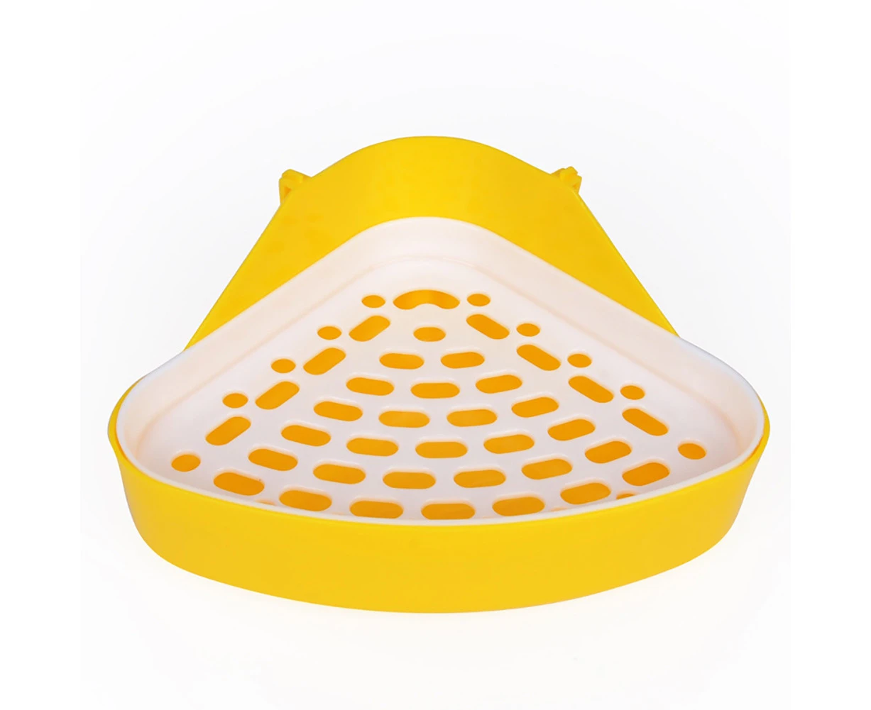 Durable Pet Cavy Rabbit Pee Toilet Small Animal Hamster Litter Tray Clean Tool-Yellow