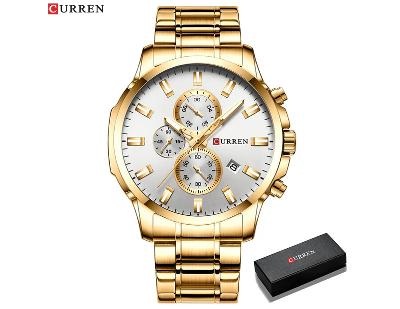 CURREN Fashion Watches Men Coffee Clock Men Quartz Wristwatch Stainless Steel Band Chronograph Watch Male Relogio Masculino