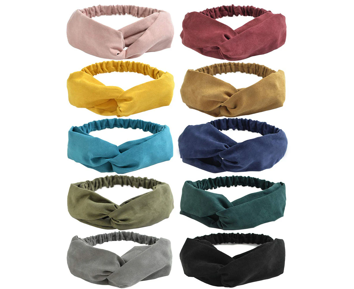 10 Pack Boho Headbands for Women Vintage Cross Elastic Head Wrap Hair Accessories